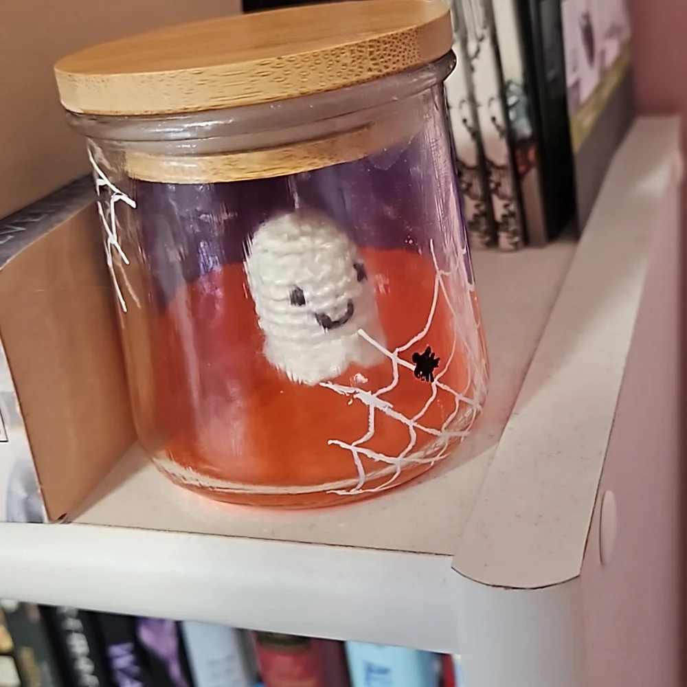 Ghost in an Upcycled Oui Jar - Picture 1 of 7
